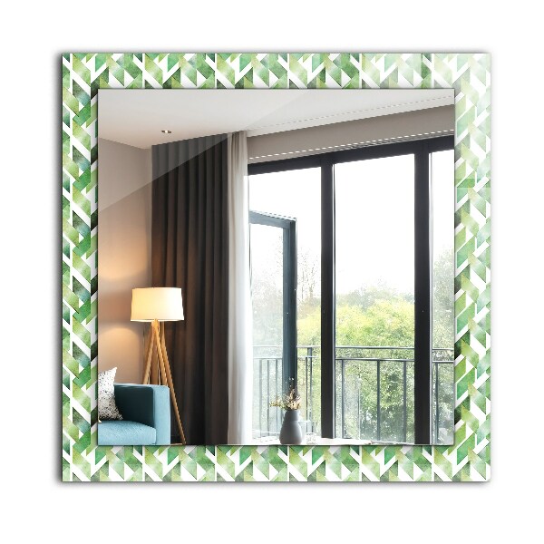 Wall mirror decor Green geometric pattern