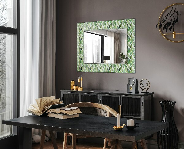 Wall mirror decor Green geometric pattern