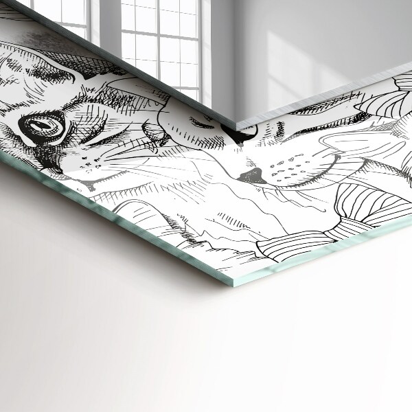 Printed mirror Cats with butterflies