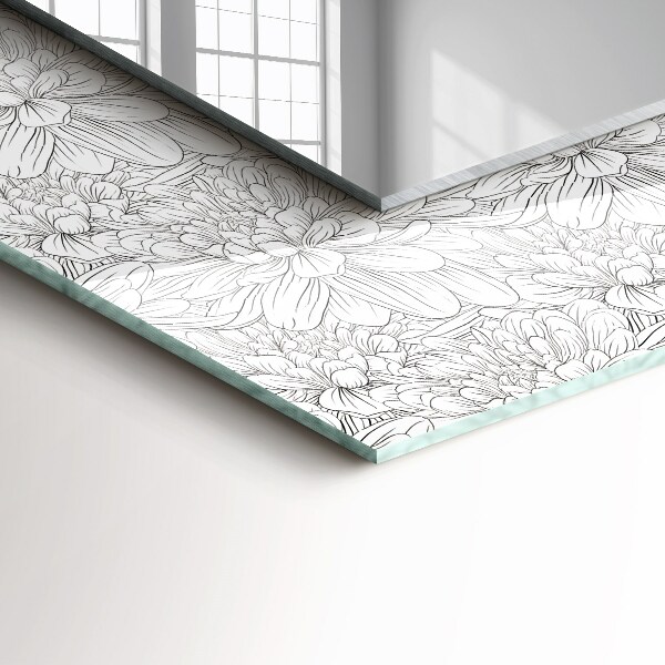 Wall mirror design Monochrome floral pattern