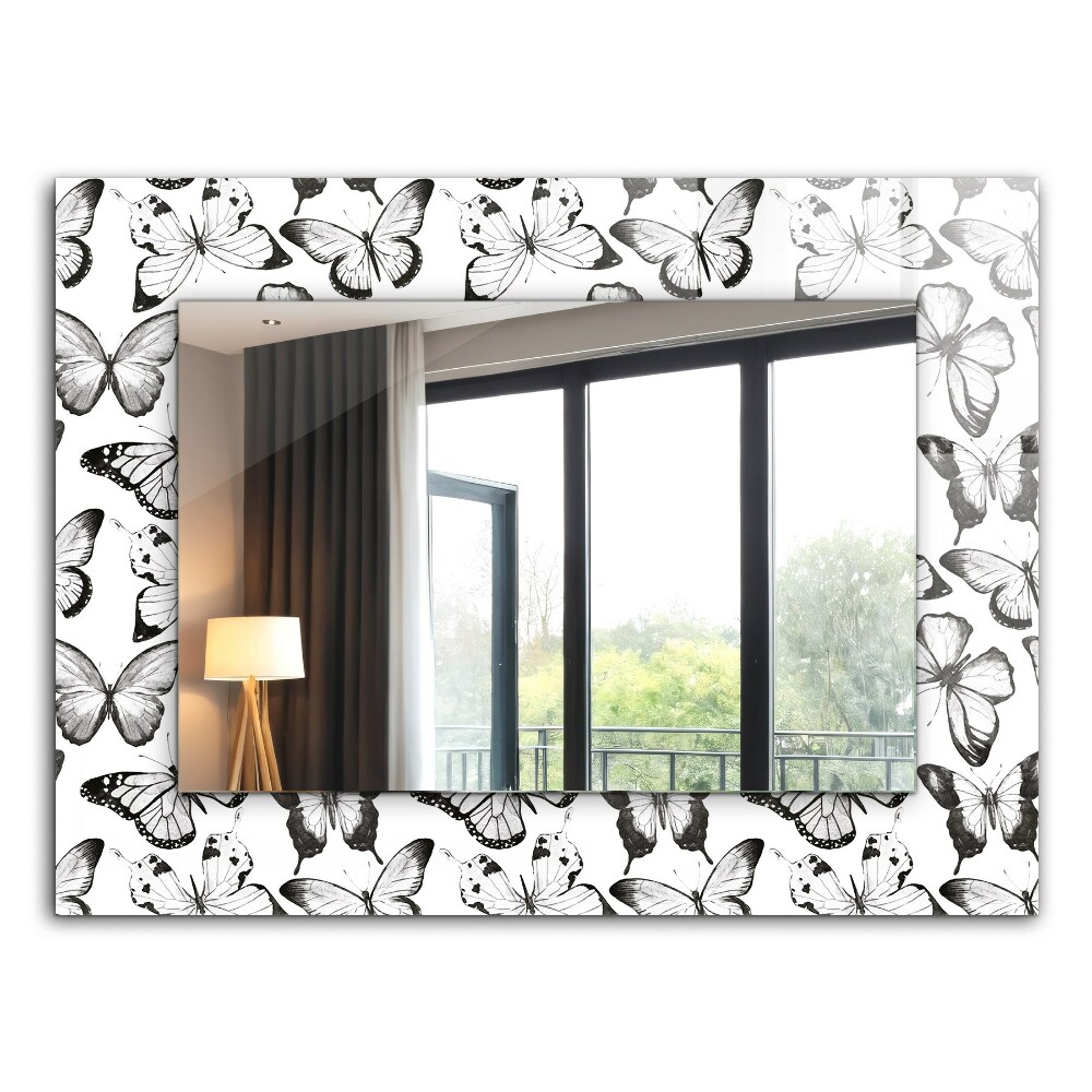 Decorative mirror Black and white butterflies