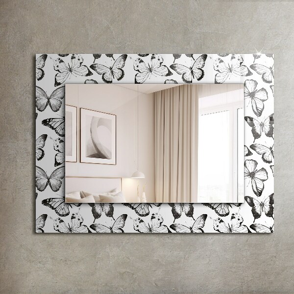 Decorative mirror Black and white butterflies