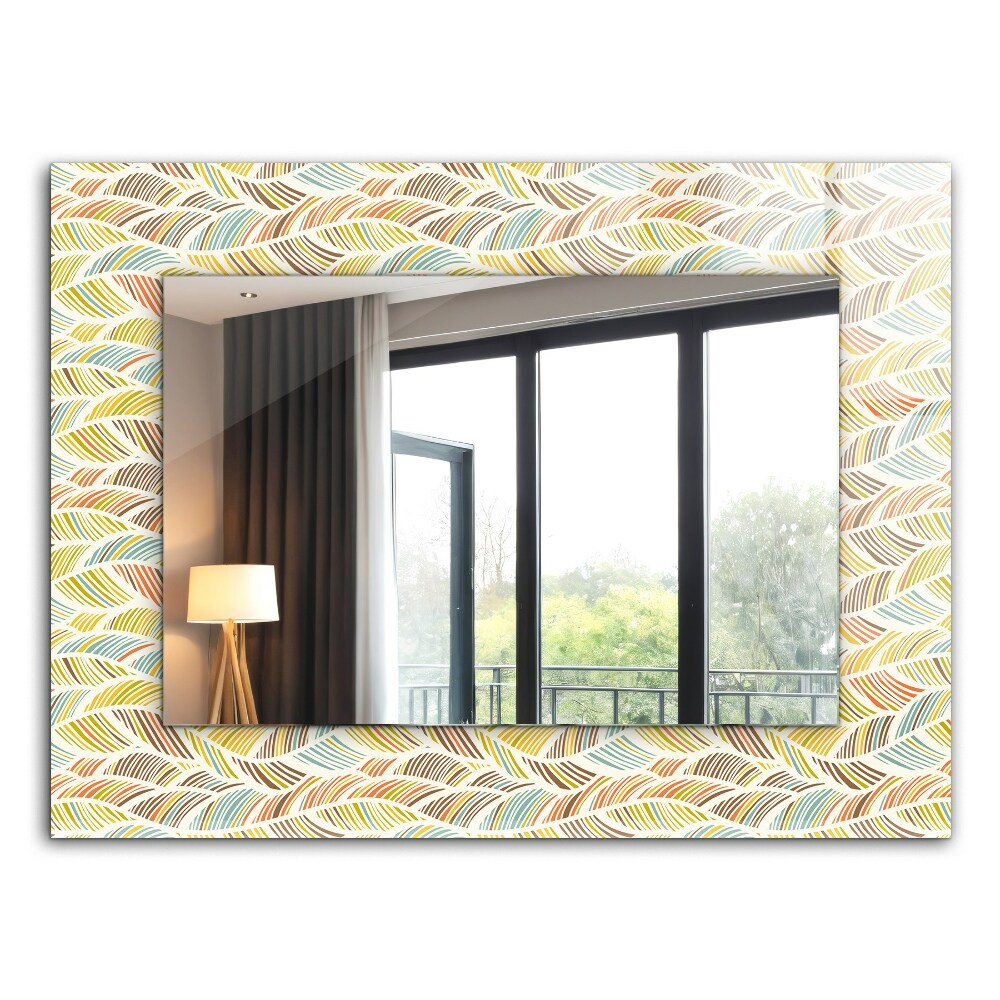 Wall mirror design Coloured wavy leaves