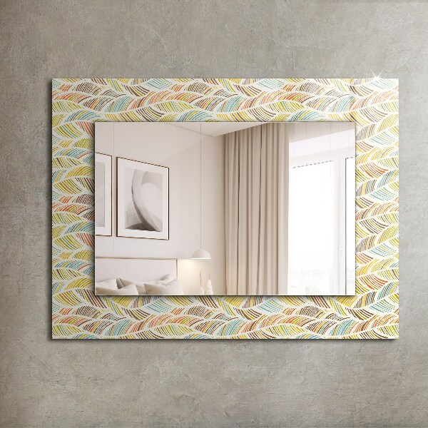 Wall mirror design Coloured wavy leaves