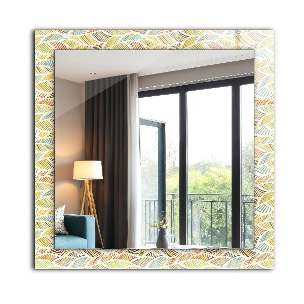 Wall mirror design Coloured wavy leaves