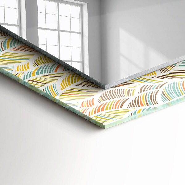 Wall mirror design Coloured wavy leaves