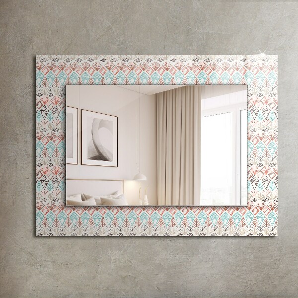 Wall mirror decor Coloured geometric drawing