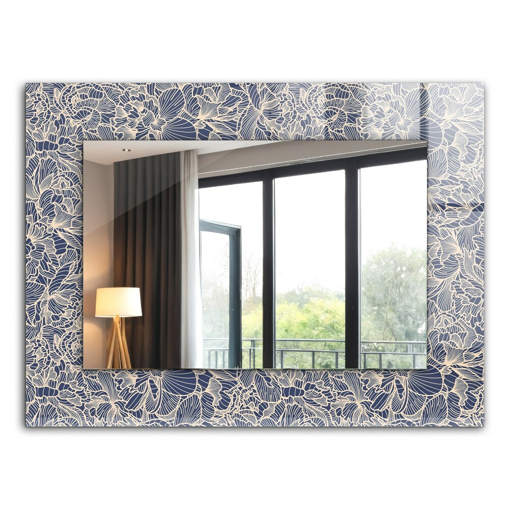 Wall mirror decor Floral pattern on fabric