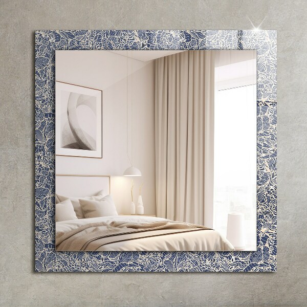 Wall mirror decor Floral pattern on fabric