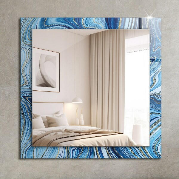 Mirror frame with print Blue abstract pattern