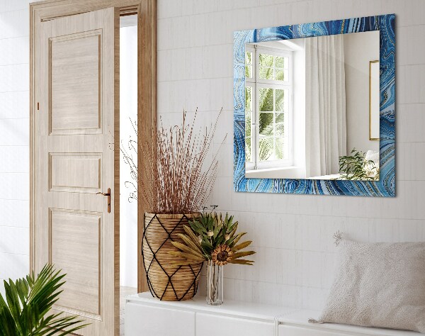 Mirror frame with print Blue abstract pattern