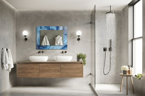 Mirror frame with print Blue abstract pattern