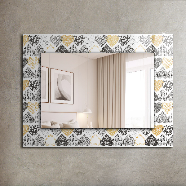 Mirror frame with print Coloured hearts