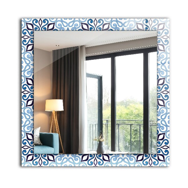 Decorative mirror Blue ornamental motif