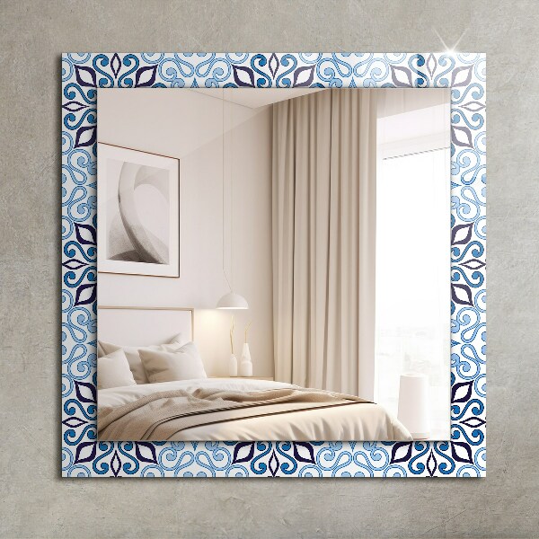Decorative mirror Blue ornamental motif