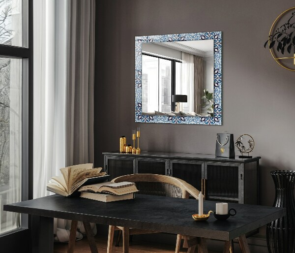 Decorative mirror Blue ornamental motif
