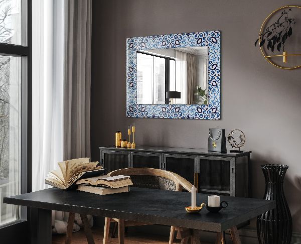 Decorative mirror Blue ornamental motif
