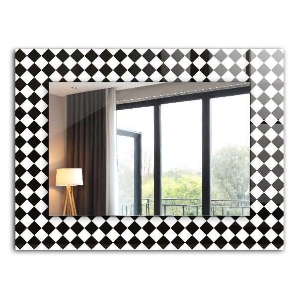 Wall mirror decor Black and white chess board