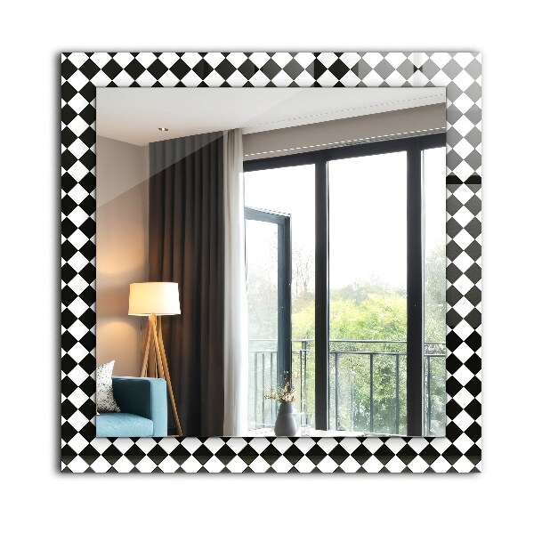 Wall mirror decor Black and white chess board