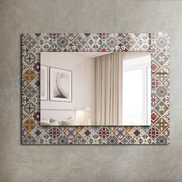 Mirror frame with print Coloured mosaic