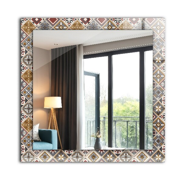 Mirror frame with print Coloured mosaic