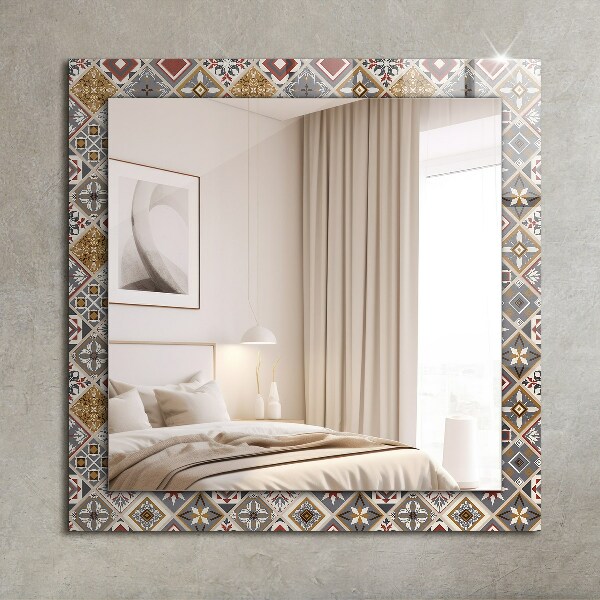 Mirror frame with print Coloured mosaic