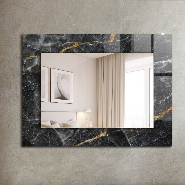 Decorative mirror Black marble veins