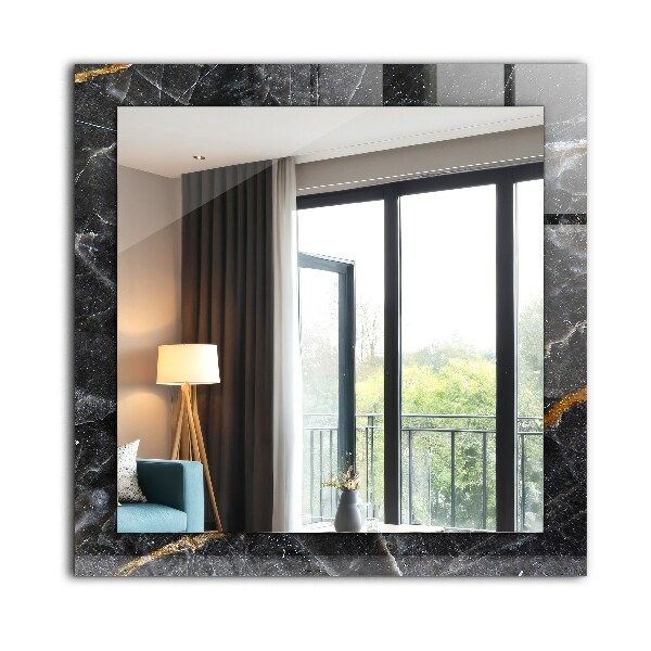 Decorative mirror Black marble veins