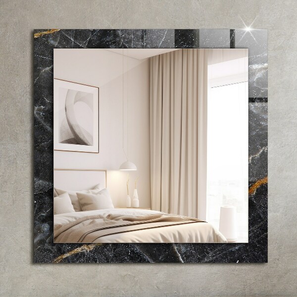 Decorative mirror Black marble veins