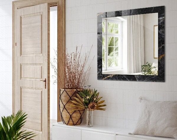 Decorative mirror Black marble veins