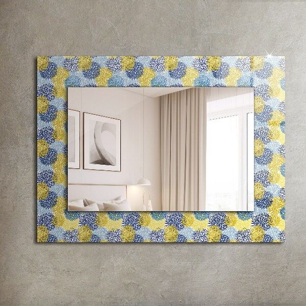 Mirror frame with print Coloured floral pattern