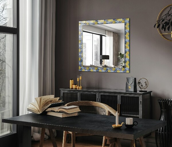 Mirror frame with print Coloured floral pattern