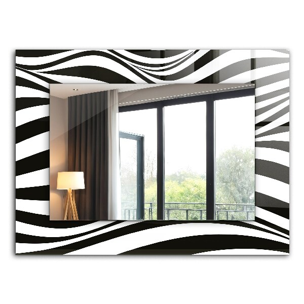 Printed mirror Black and white waves