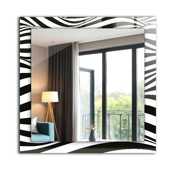 Printed mirror Black and white waves