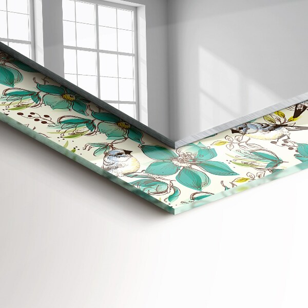 Wall mirror design Birds and flowers