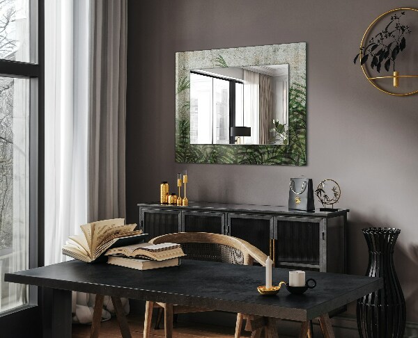 Mirror frame with print Green fern leaves