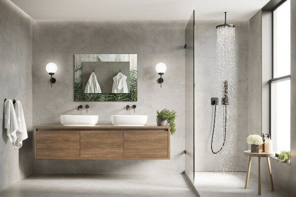 Mirror frame with print Green fern leaves