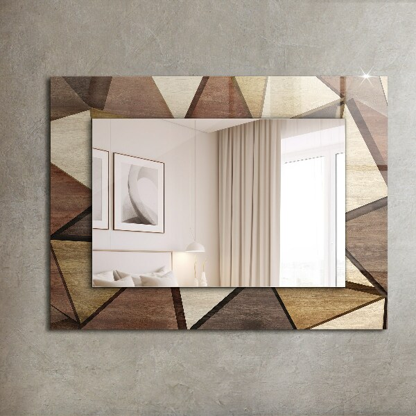 Wall mirror decor Geometric patterns in wood