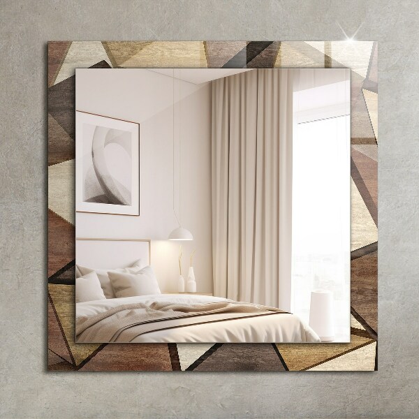 Wall mirror decor Geometric patterns in wood