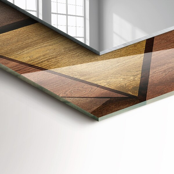 Wall mirror decor Geometric patterns in wood