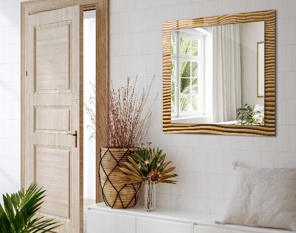 Mirror frame with print Waves in wood