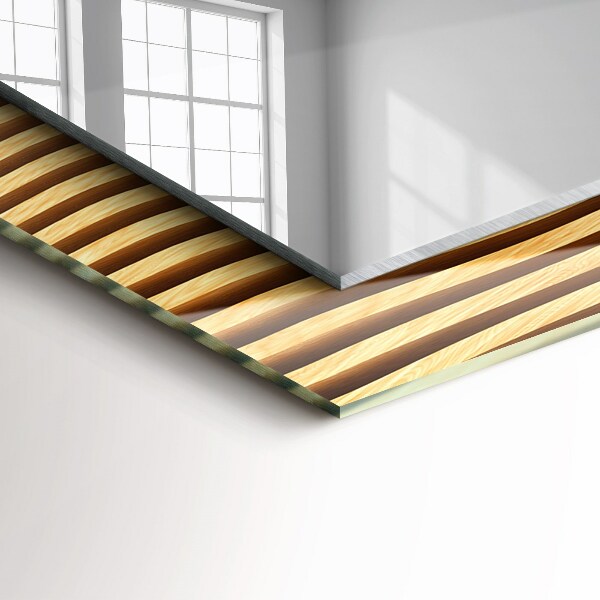 Mirror frame with print Waves in wood