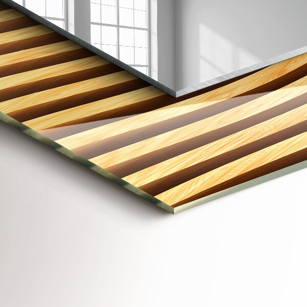 Mirror frame with print Waves in wood