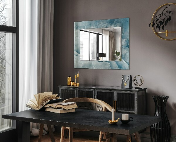 Mirror frame with print Blue marble textures