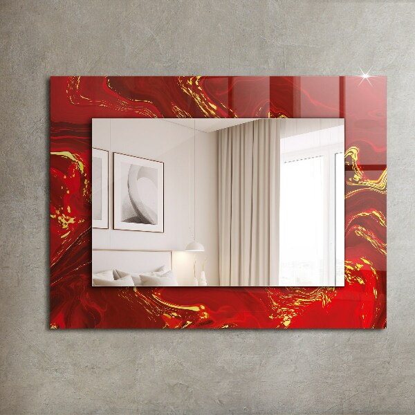 Wall mirror decor Abstract red paint