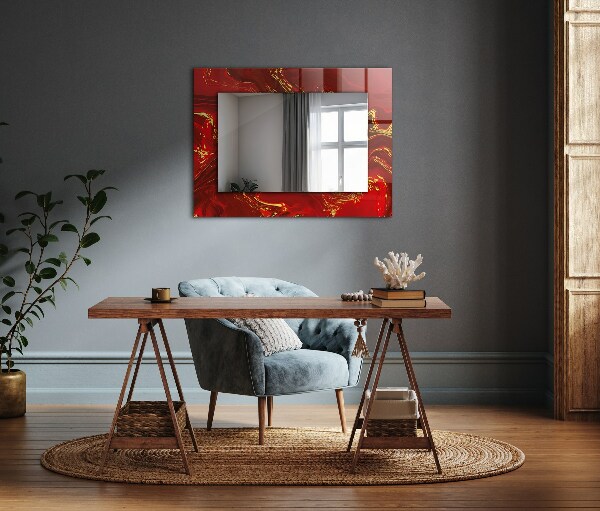 Wall mirror decor Abstract red paint