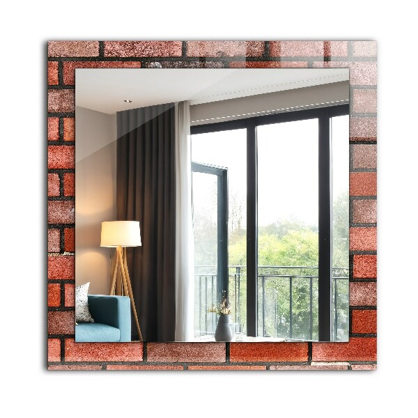 Wall mirror design Red brick wall