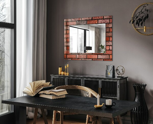 Wall mirror design Red brick wall