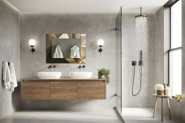 Mirror frame with print Geometric shapes