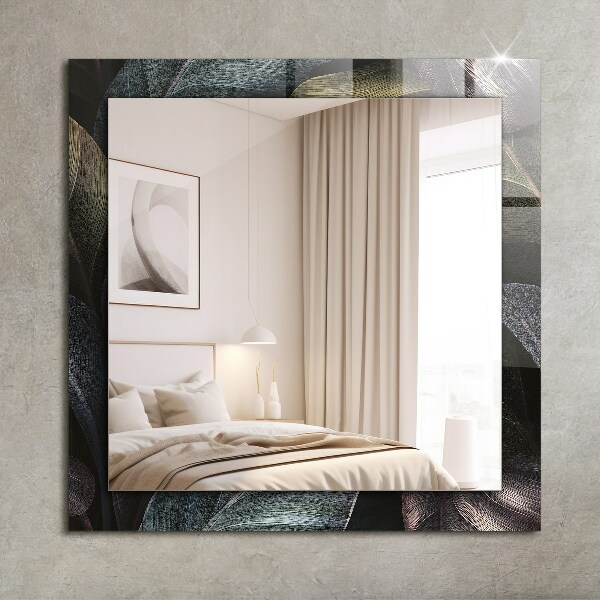 Wall mirror design Coloured plant leaves